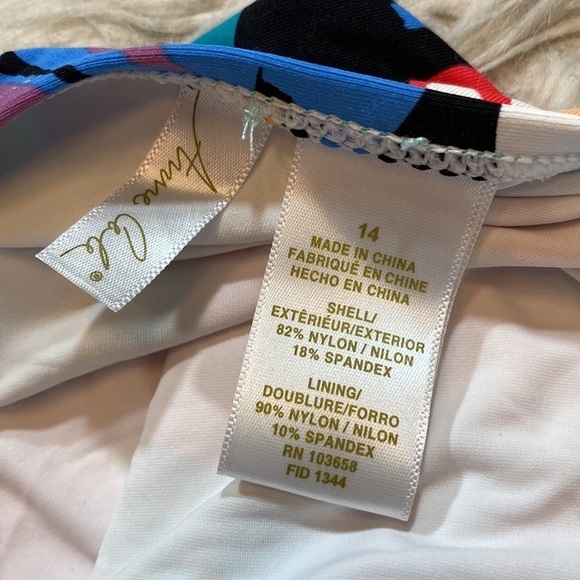 NWT Anne Cole High Neck Keyhole Floral One Piece Swimsuit sz 14 - Picture 3 of 14